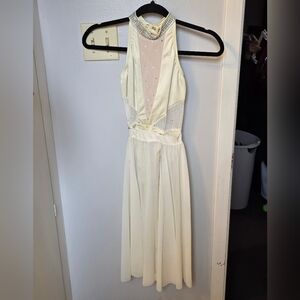 Ivory Sleeveless Kids Dance Costume with Silver Accents